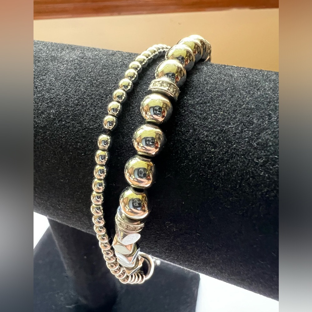 Fossil Silver Tone Multistrand Bead Bracelet - Mixed Textures - Picture 7 of 15